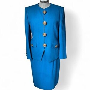 NWT vintage Herbert Grossman by Cynthia Sobel blue skirt suit size 14